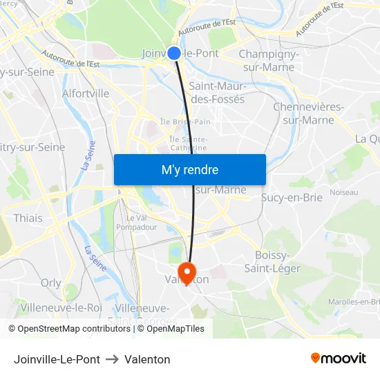 Joinville-Le-Pont to Valenton map