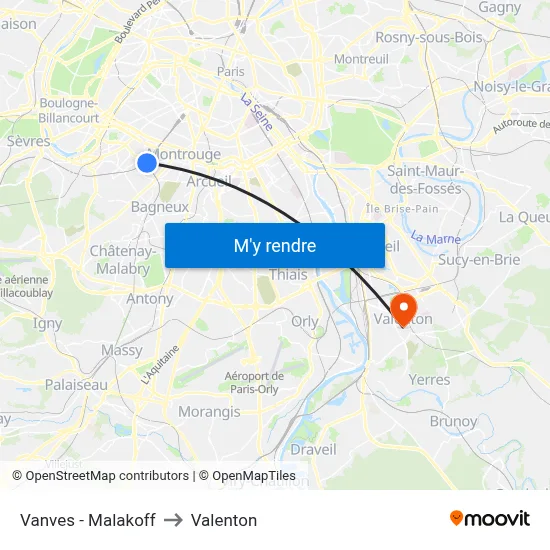 Vanves - Malakoff to Valenton map