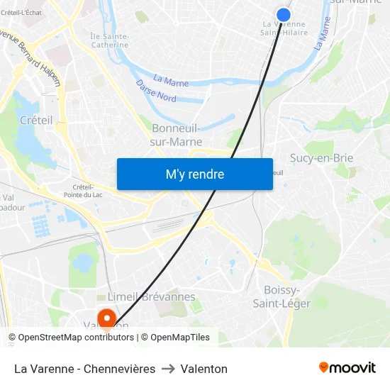 La Varenne - Chennevières to Valenton map