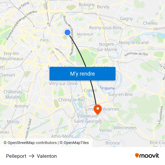 Pelleport to Valenton map