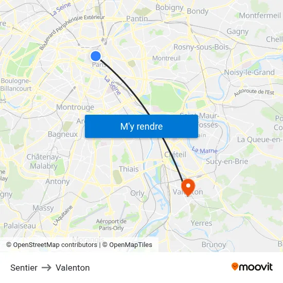 Sentier to Valenton map