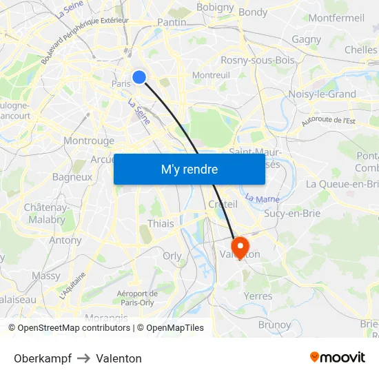 Oberkampf to Valenton map