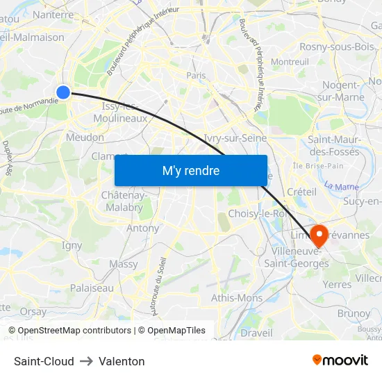 Saint-Cloud to Valenton map