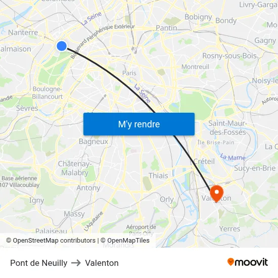 Pont de Neuilly to Valenton map