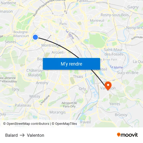 Balard to Valenton map