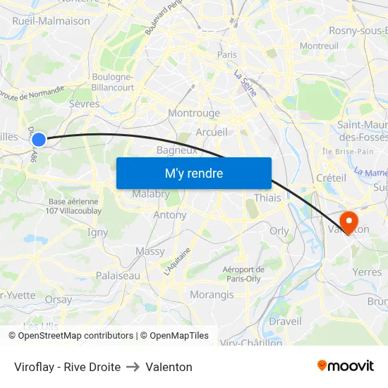 Viroflay - Rive Droite to Valenton map