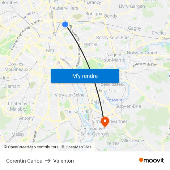 Corentin Cariou to Valenton map