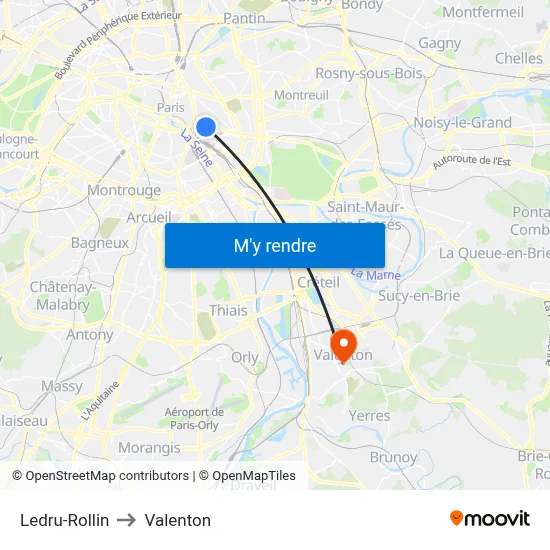 Ledru-Rollin to Valenton map