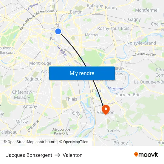 Jacques Bonsergent to Valenton map