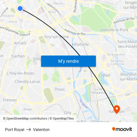 Port Royal to Valenton map
