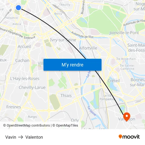 Vavin to Valenton map