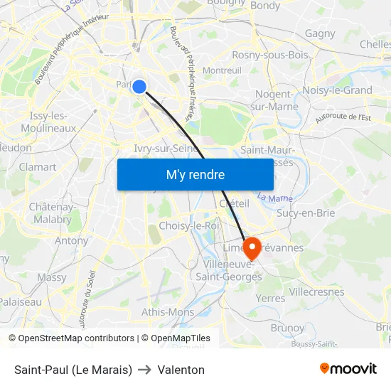 Saint-Paul (Le Marais) to Valenton map