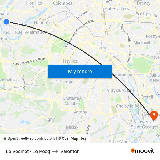 Le Vésinet - Le Pecq to Valenton map