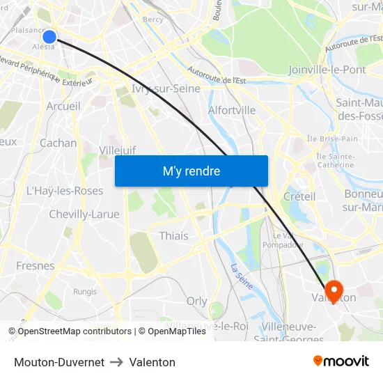 Mouton-Duvernet to Valenton map