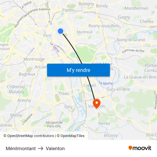 Ménilmontant to Valenton map