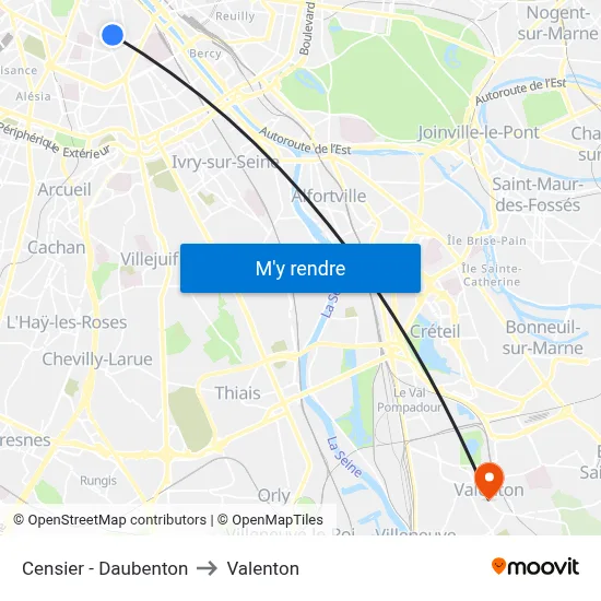 Censier - Daubenton to Valenton map