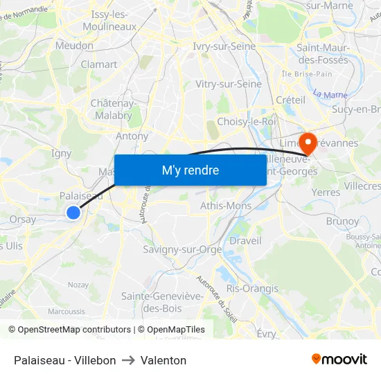 Palaiseau - Villebon to Valenton map