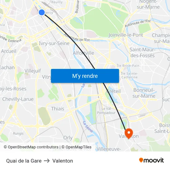 Quai de la Gare to Valenton map