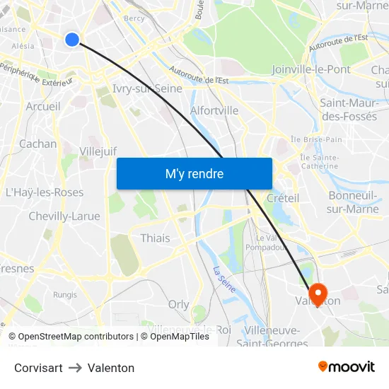 Corvisart to Valenton map