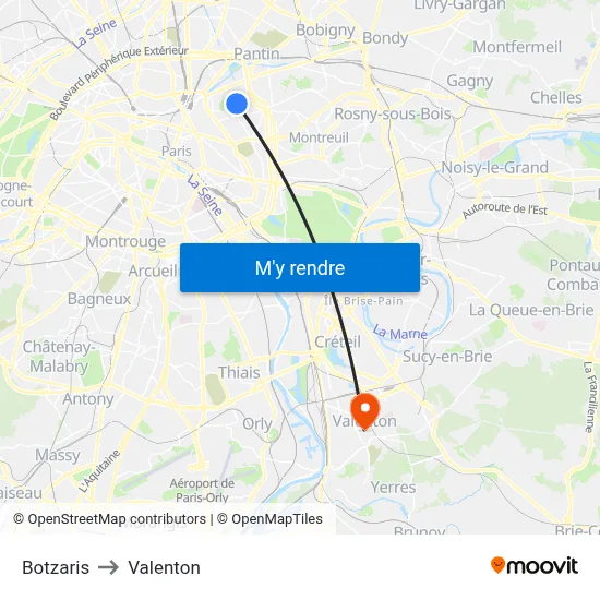 Botzaris to Valenton map