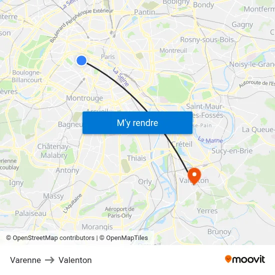 Varenne to Valenton map