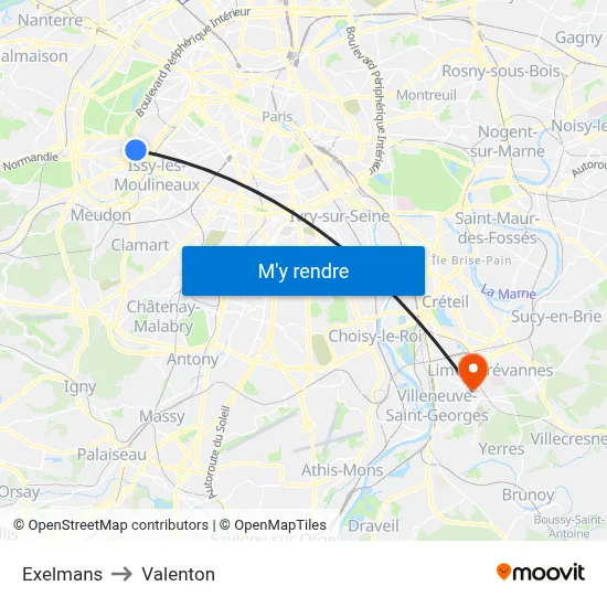 Exelmans to Valenton map