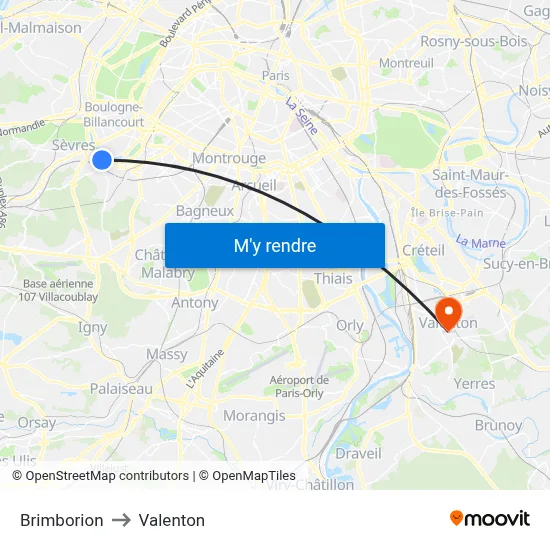 Brimborion to Valenton map