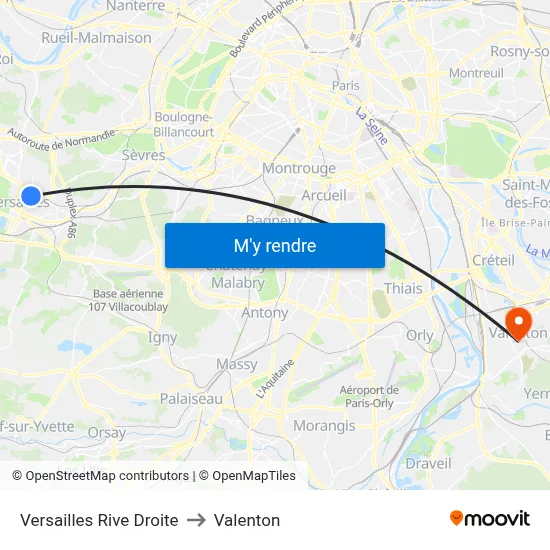 Versailles Rive Droite to Valenton map