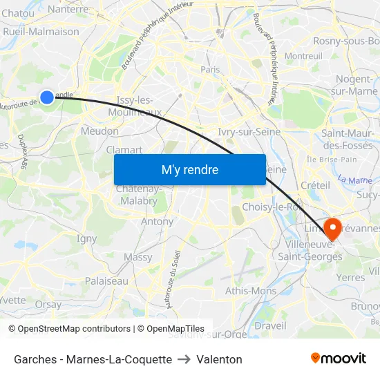 Garches - Marnes-La-Coquette to Valenton map