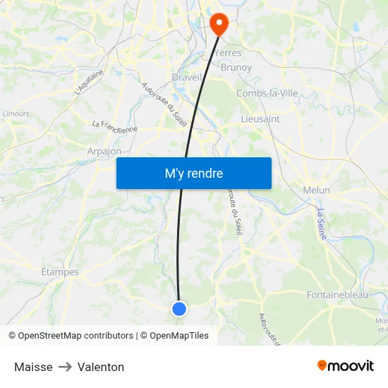 Maisse to Valenton map