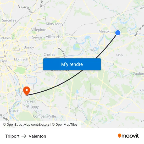 Trilport to Valenton map