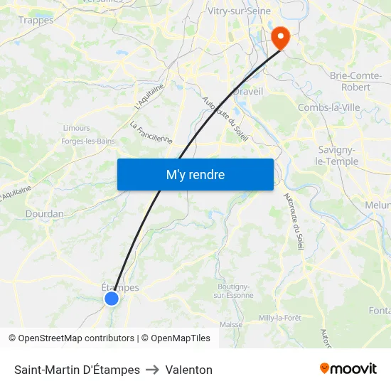 Saint-Martin D'Étampes to Valenton map