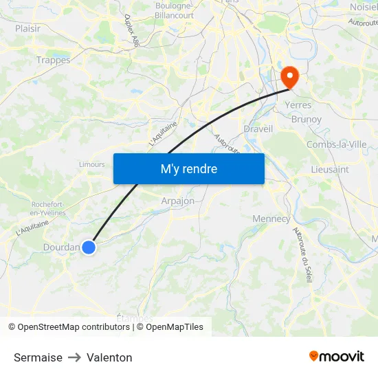 Sermaise to Valenton map