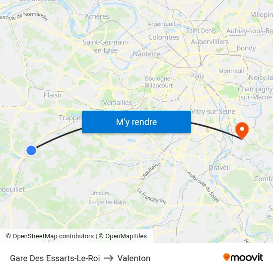 Gare Des Essarts-Le-Roi to Valenton map