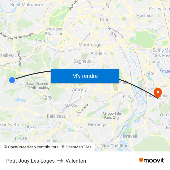 Petit Jouy Les Loges to Valenton map