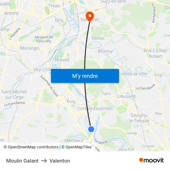 Moulin Galant to Valenton map