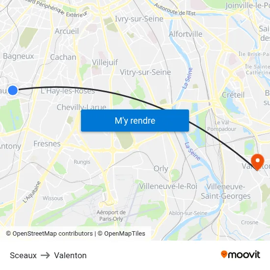 Sceaux to Valenton map