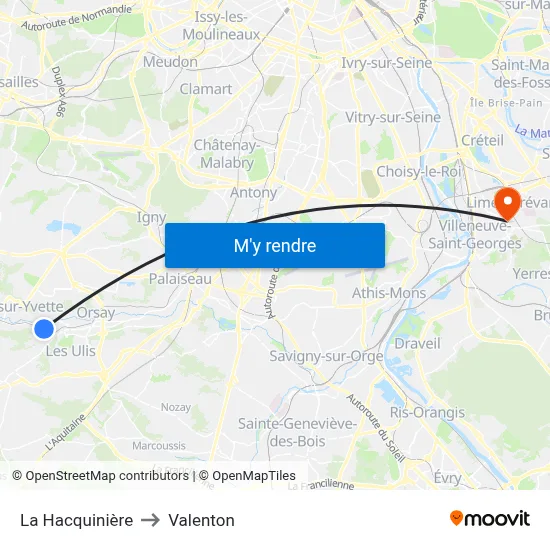 La Hacquinière to Valenton map