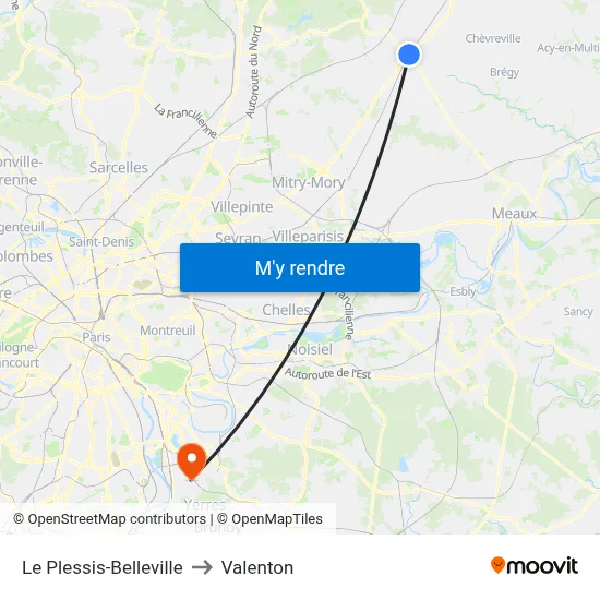 Le Plessis-Belleville to Valenton map