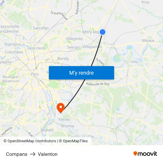 Compans to Valenton map