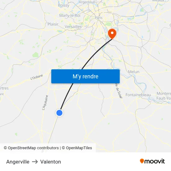 Angerville to Valenton map