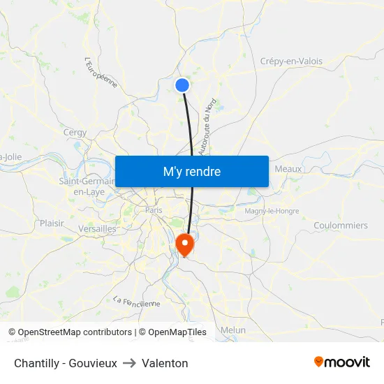 Chantilly - Gouvieux to Valenton map
