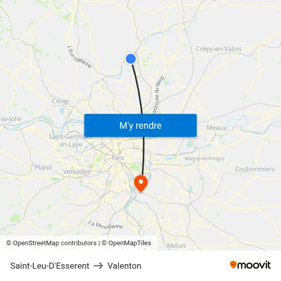 Saint-Leu-D'Esserent to Valenton map