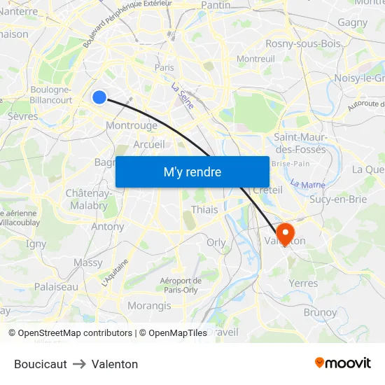 Boucicaut to Valenton map