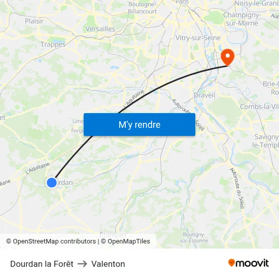 Dourdan la Forêt to Valenton map