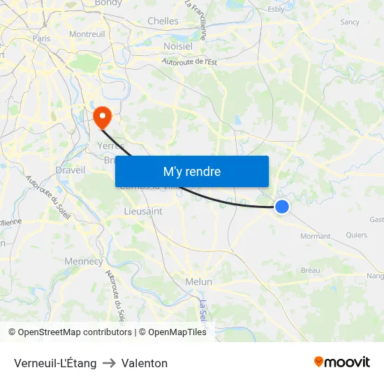Verneuil-L'Étang to Valenton map