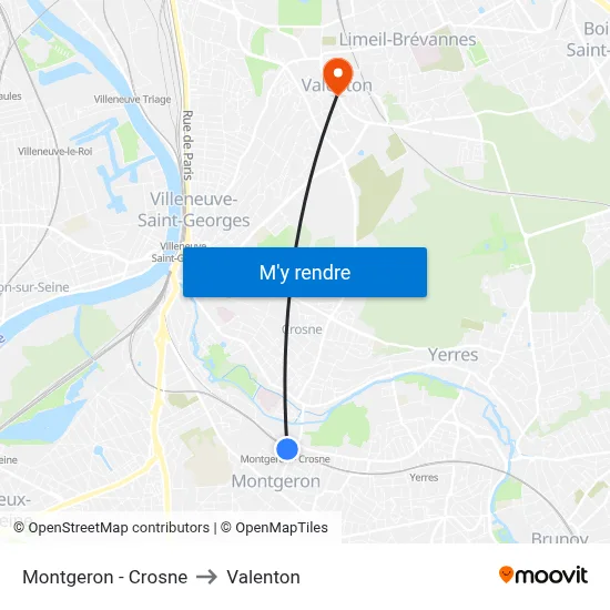Montgeron - Crosne to Valenton map
