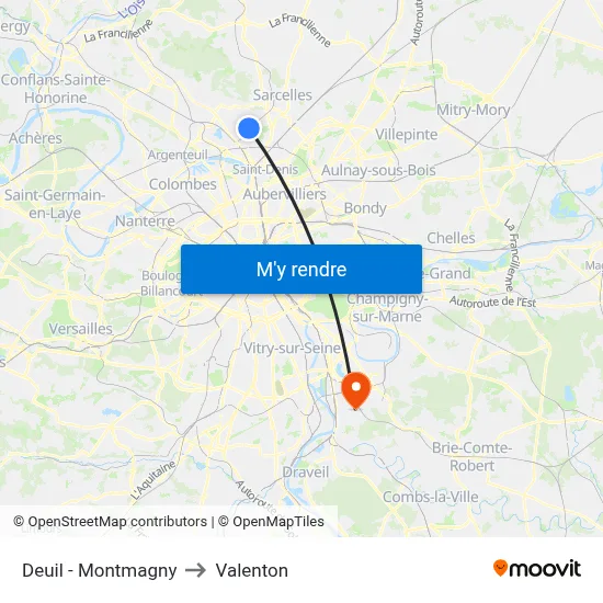Deuil - Montmagny to Valenton map