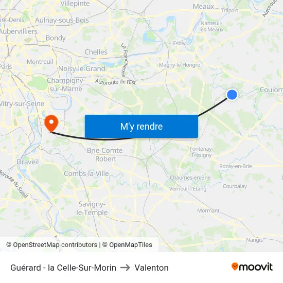 Guérard - la Celle-Sur-Morin to Valenton map