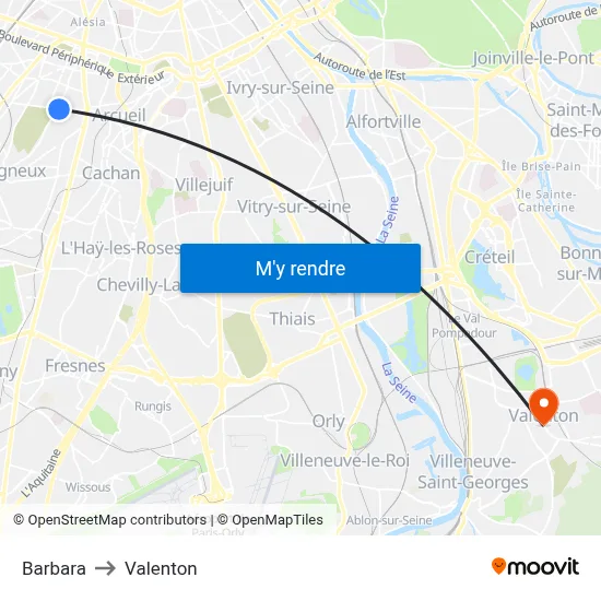 Barbara to Valenton map